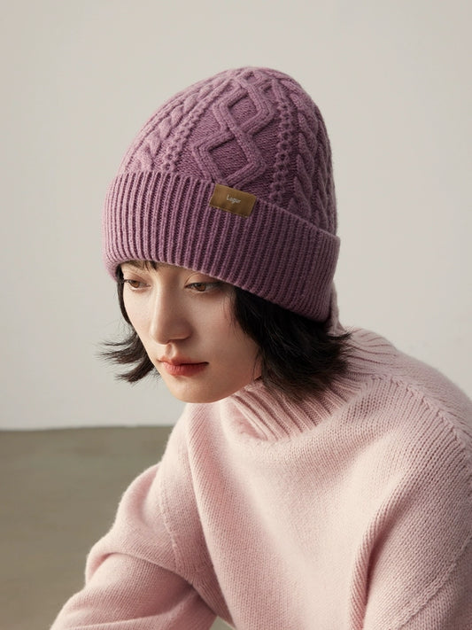 100% Wool Knit Beanie – Dreamy Purple Collection