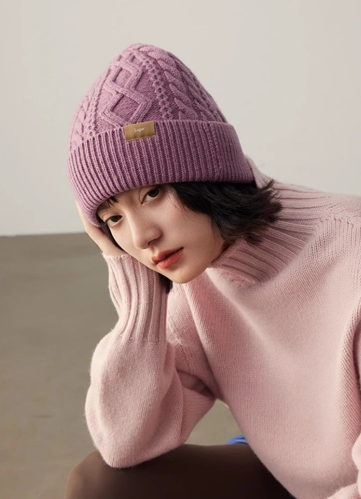100% Wool Knit Beanie – Dreamy Purple Collection - OESLO