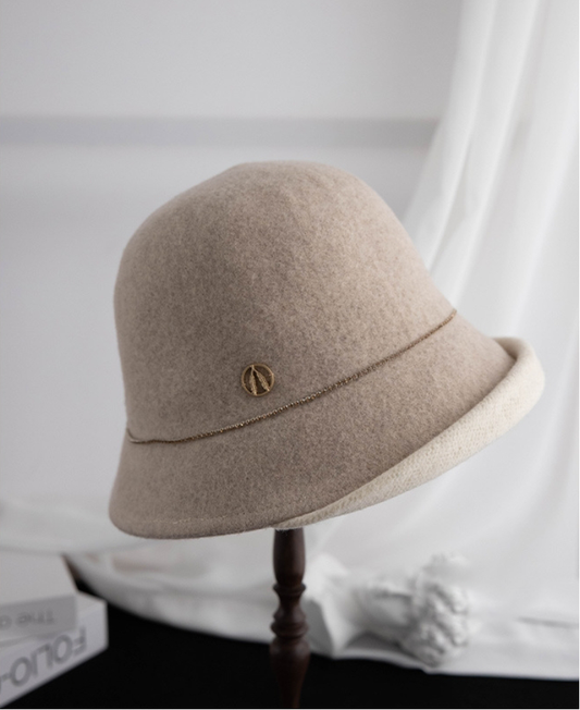 Wool Bucket Hat – Cute Wool Design in Beige - AOA Fashion Accessories
