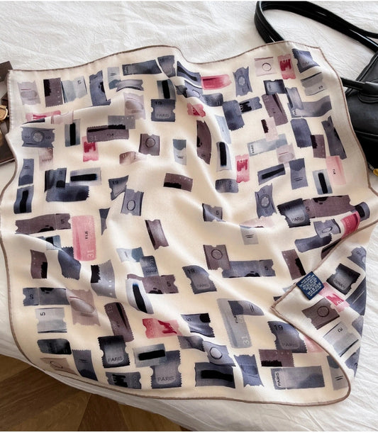 Stamp Print Silk Wool Square Scarf - OESLO