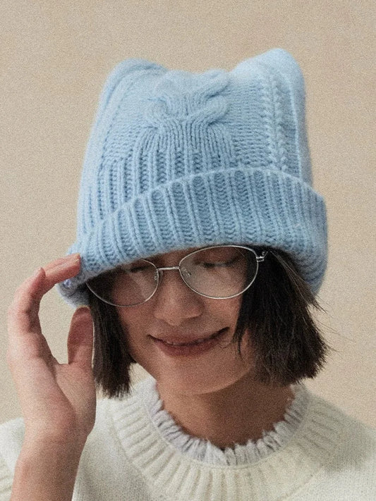 Cat Ear Knit Beanie Hat for Winter | Multiple Colors