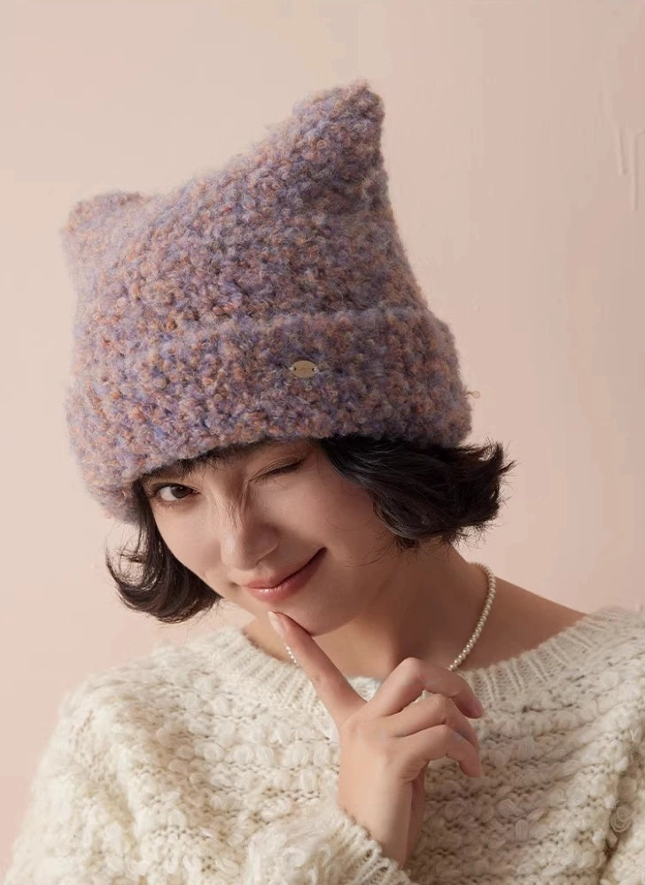 Cute Cat Ear Knit Plush Hat for Women | Multiple Colors - OESLO