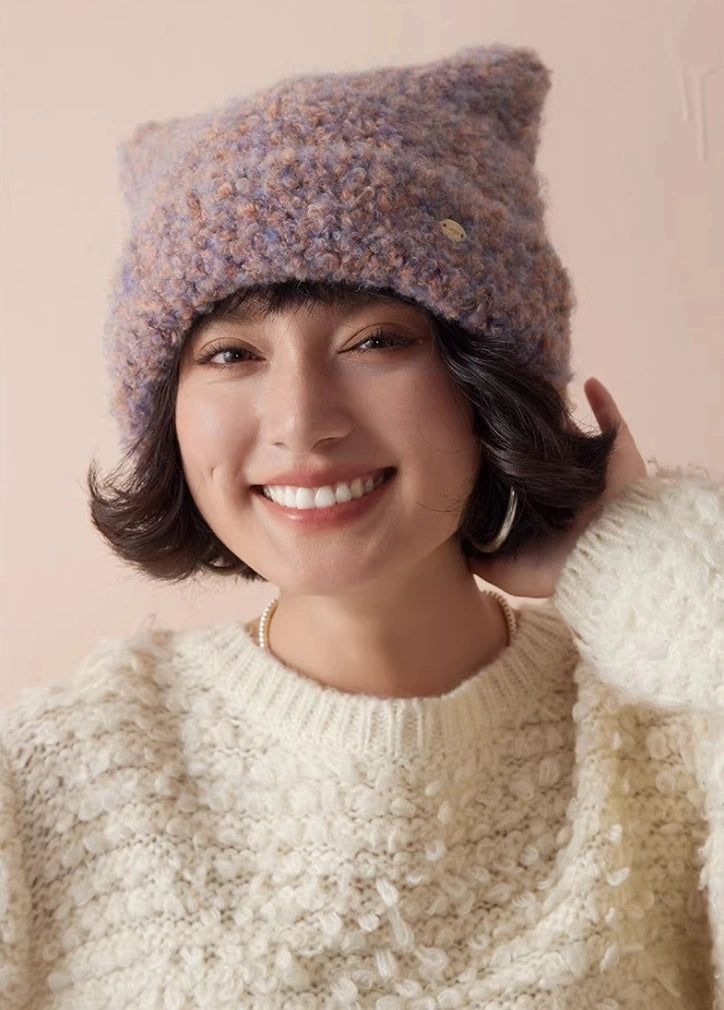 Cute Cat Ear Knit Plush Hat for Women | Multiple Colors - OESLO