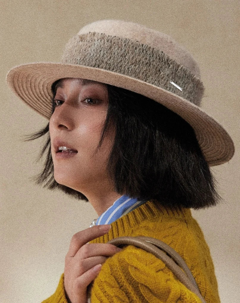 Elegant Wool Fedora Hats for Women | Vintage Black & Beige Style - OESLO