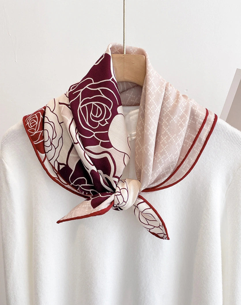 Premium Silk & Wool Red Floral Scarf – Refined Statement Piece