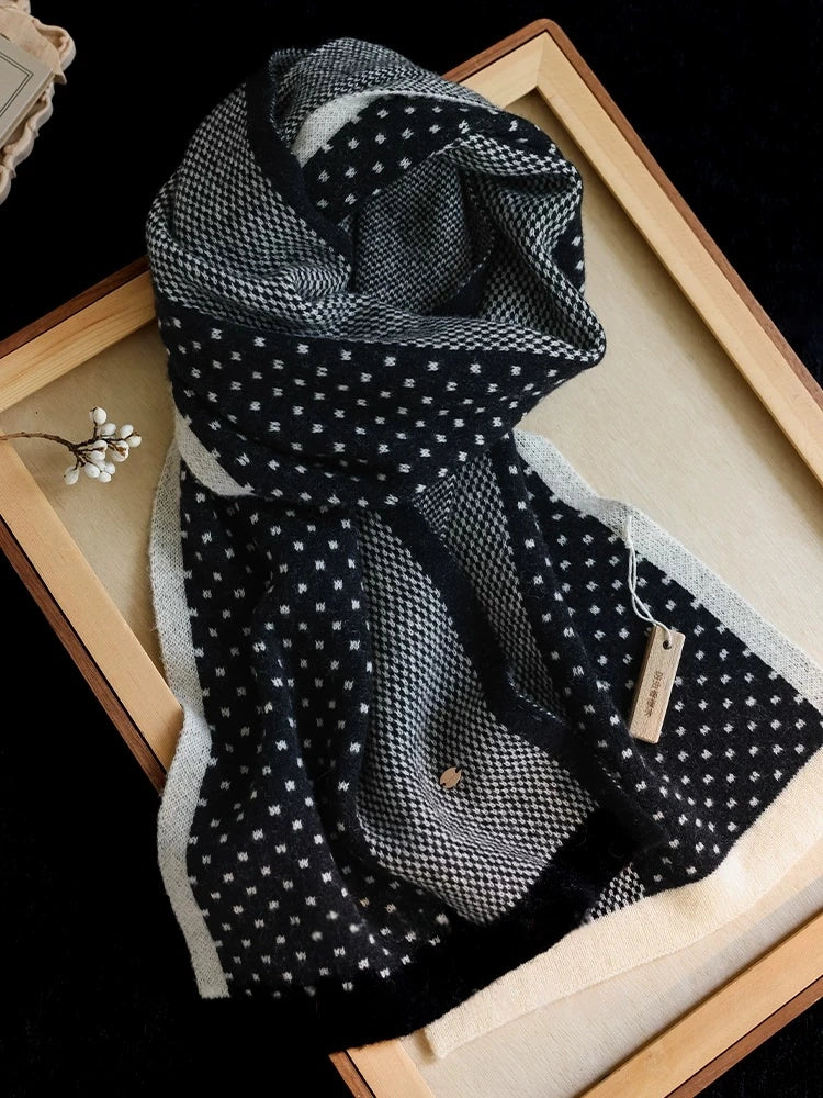 Unisex Wool Polka Dot Color-Block Scarf - OESLO