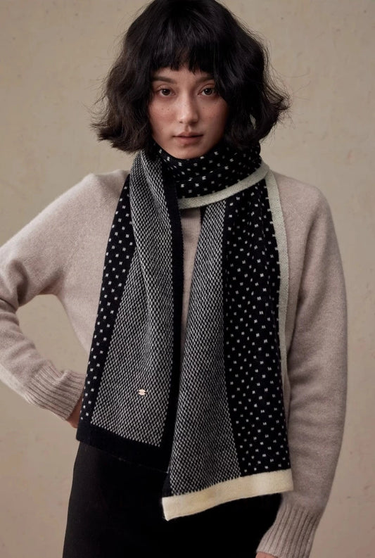 Unisex Wool Polka Dot Color-Block Scarf