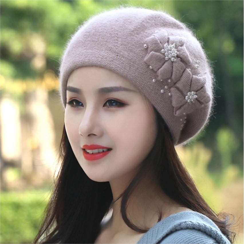 Women's Beret - With Floral Decoration and Beading - OESLO