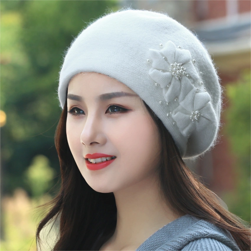 Women's Beret - With Floral Decoration and Beading - OESLO