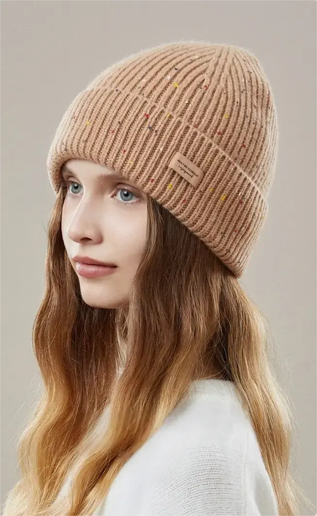 Wool Knit Beanie – Colorful Dotted Winter Hat for Women - OESLO