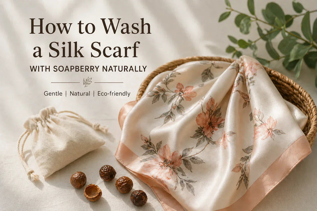 how to wash silk scarf naturally with soapberry eco friendly method