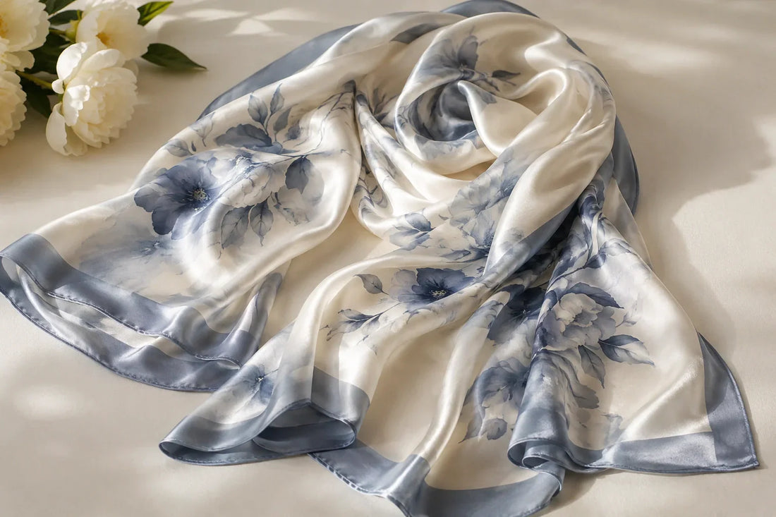 Elegant mulberry silk scarf with soft sheen and lightweight drape