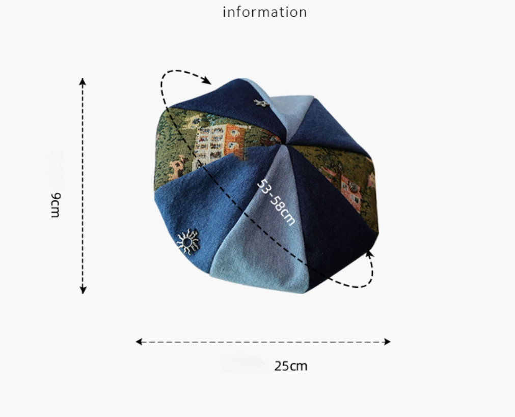 Women's Beret – Vintage Patchwork Artist Hat - AOA Fashion Accessories