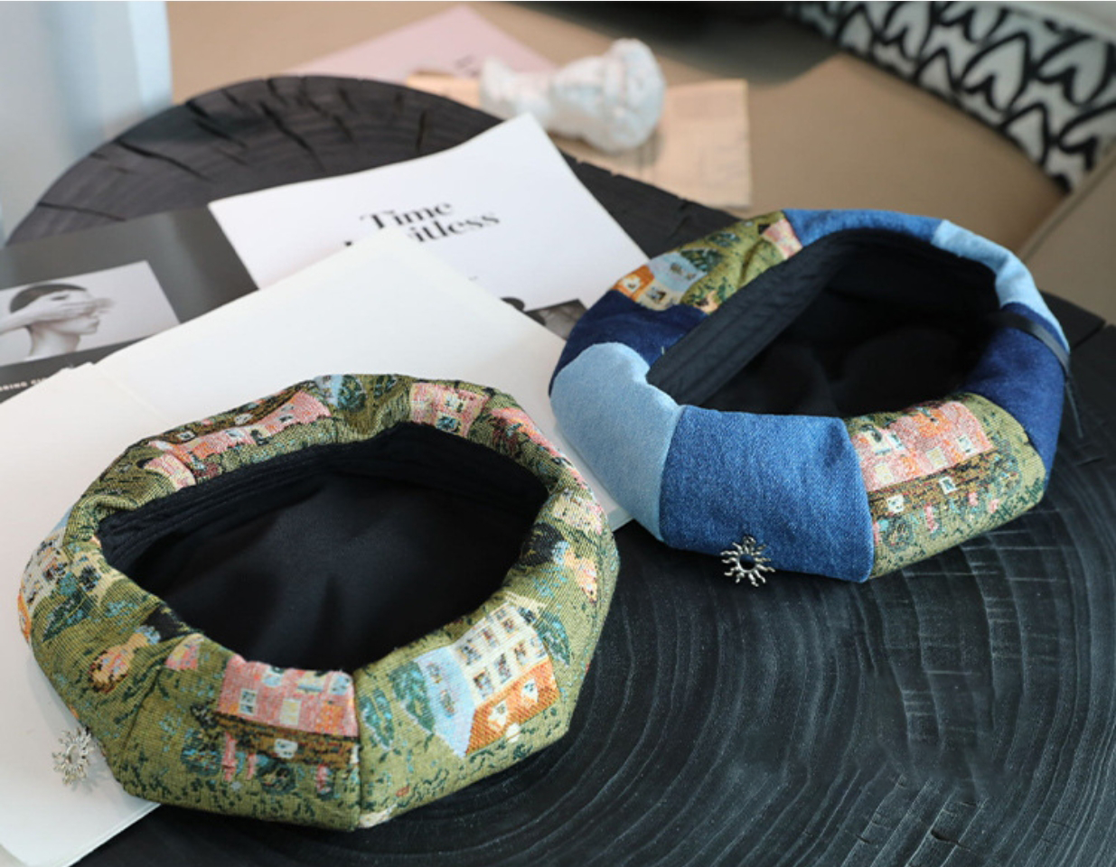 Women's Beret – Vintage Patchwork Artist Hat - AOA Fashion Accessories