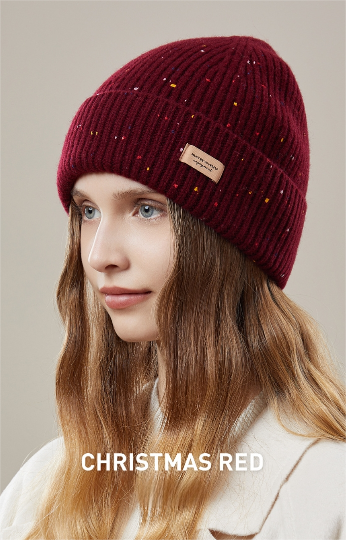 Women's autumn and winter warm hat 100% wool knitted loose style, makes the face look smaller, ear protection - AOA Fashion Accessories