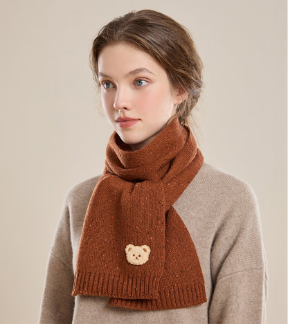 Knitted Scarf – With Cute Bear Patch - OESLO
