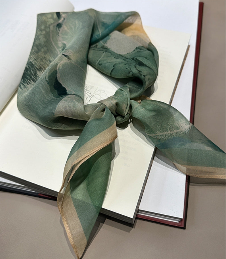Shulang yarn, silk square scarf. - AOA Fashion Accessories