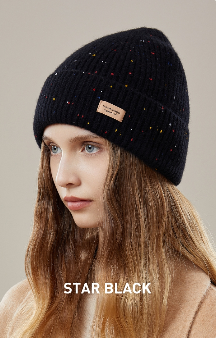 Women's autumn and winter warm hat 100% wool knitted loose style, makes the face look smaller, ear protection - AOA Fashion Accessories