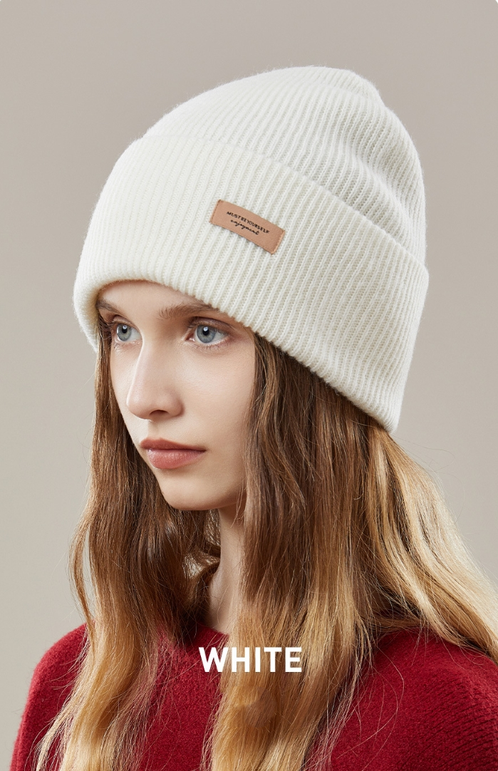 Women's autumn and winter 100% wool warm hat, wool multi-color simple knitted hat - AOA Fashion Accessories