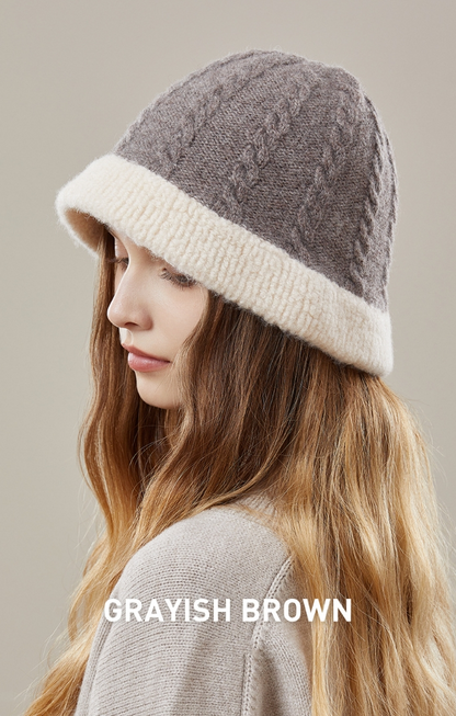 Knit Bucket Hat – Wool Two-Tone Warm Winter Hat - OESLO