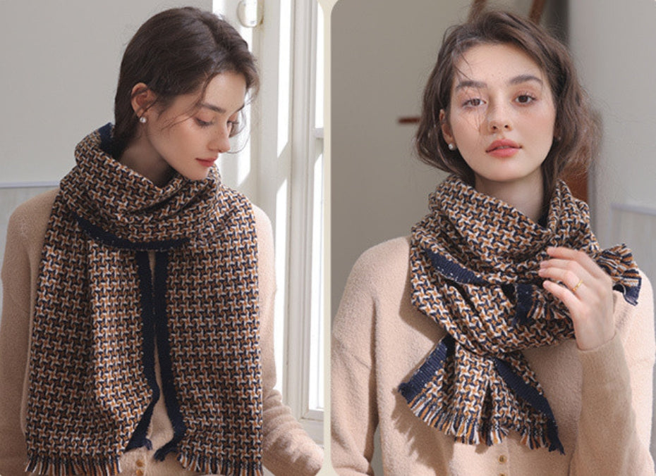FASHIONABLE WOOL PLAID SCARF - AOA Fashion Accessories
