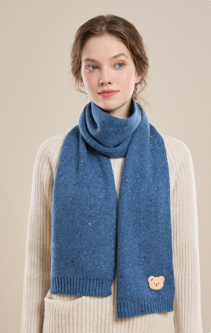 Knitted Scarf – With Cute Bear Patch - OESLO