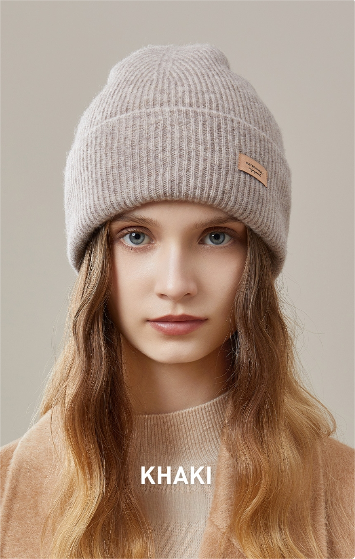 Women's autumn and winter 100% wool warm hat, wool multi-color simple knitted hat - AOA Fashion Accessories