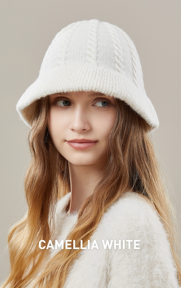 Women's autumn and winter 100% wool warm hat, wool knitted bucket hat - AOA Fashion Accessories