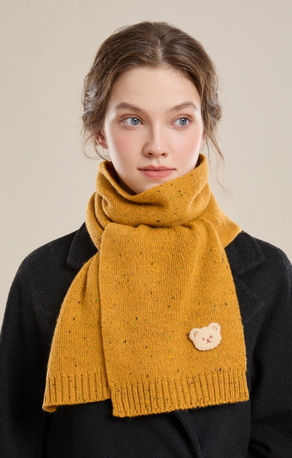 Knitted Scarf – With Cute Bear Patch - OESLO