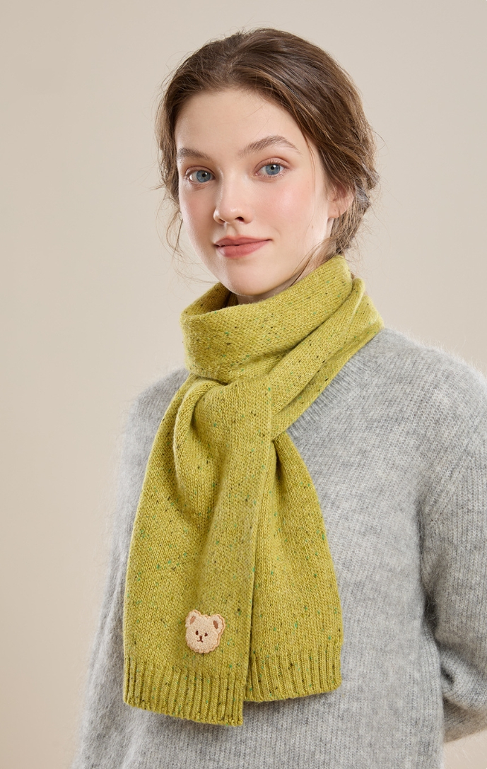 Knitted Scarf – With Cute Bear Patch - OESLO
