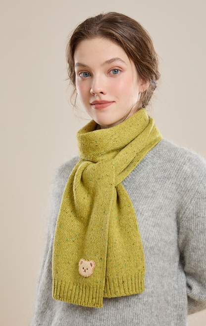 Knitted Scarf – With Cute Bear Patch - OESLO
