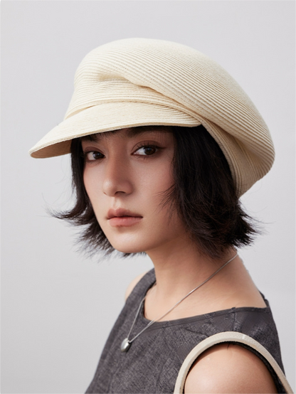 Paper Straw Beret Hat – Lightweight Summer Cap for Women - AOA Fashion Accessories
