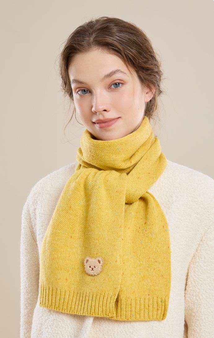 Autumn and winter fashion embroidered bear warm scarf - AOA Fashion Accessories