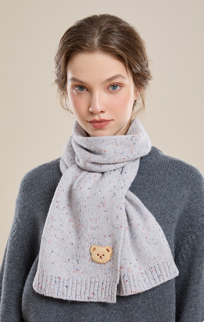 Knitted Scarf – With Cute Bear Patch - OESLO