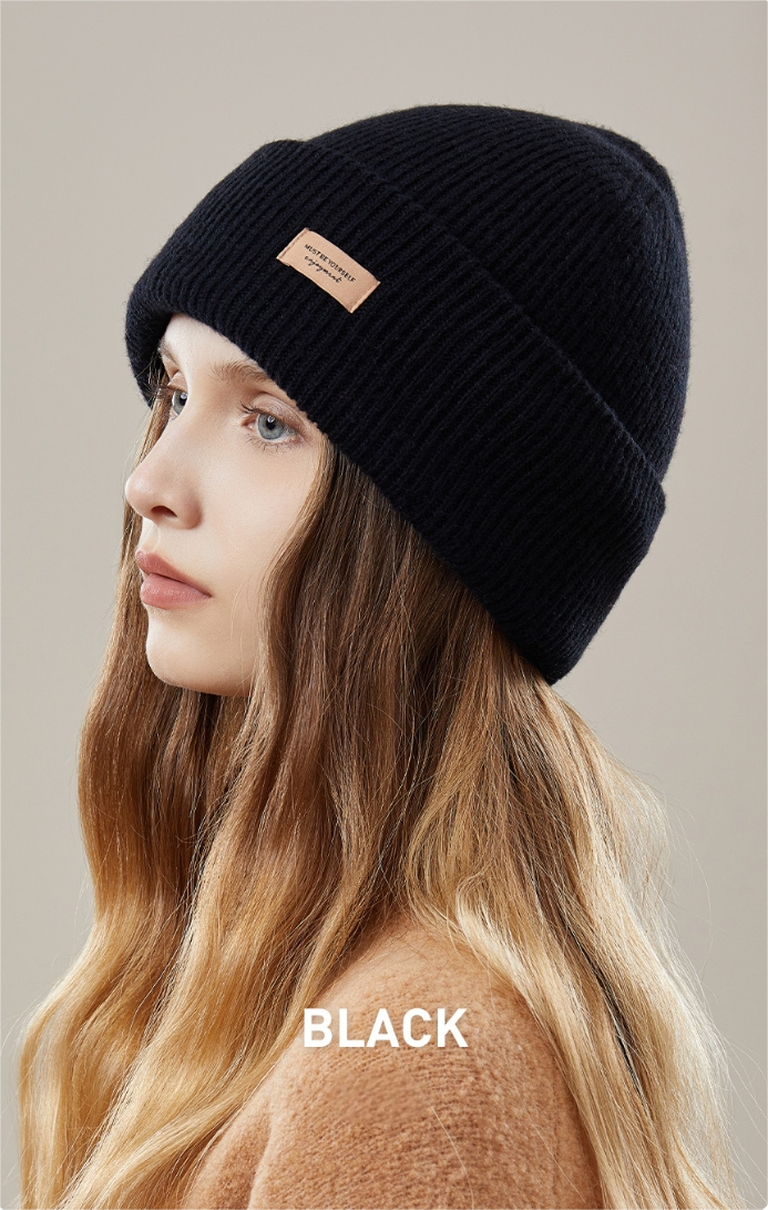 Women's autumn and winter 100% wool warm hat, wool multi-color simple knitted hat - AOA Fashion Accessories
