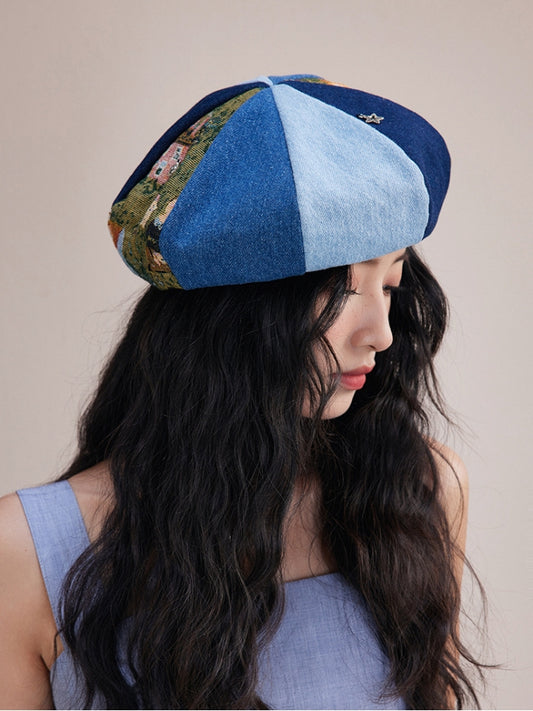 Women's Beret – Vintage Patchwork Artist Hat - AOA Fashion Accessories