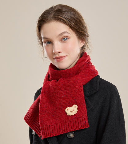 Knitted Scarf – With Cute Bear Patch - OESLO