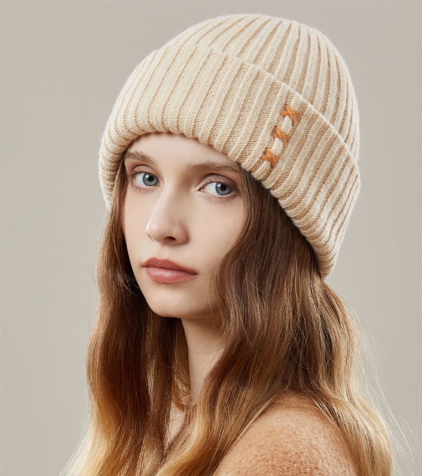 Wool Beanie - With Embellishments 100% Wool Knit Hat - OESLO