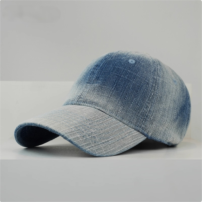 Retro Baseball Cap - Denim Gradient Color Hat - AOA Fashion Accessories