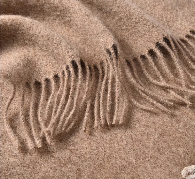 100% wool scarf for autumn and winter, Chinese style embroidered women's scarf, gift - AOA Fashion Accessories