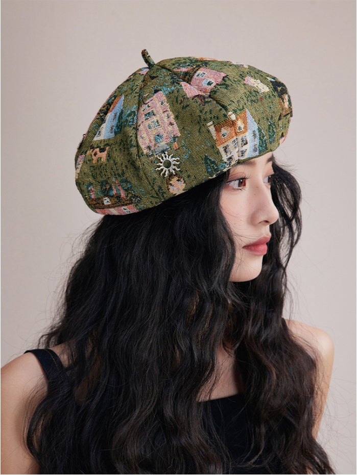 Women's Beret – Vintage Patchwork Artist Hat - AOA Fashion Accessories