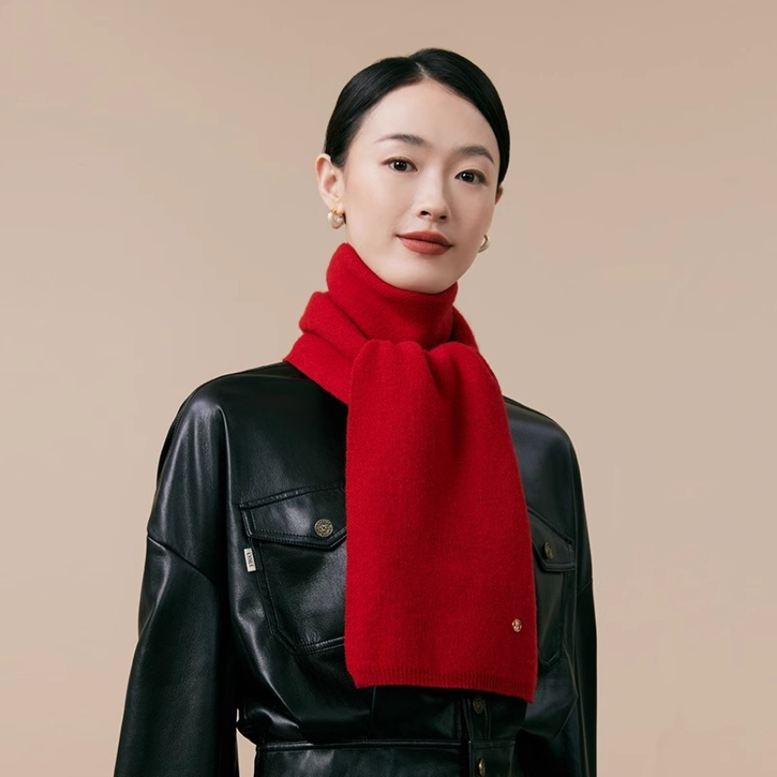 Women's autumn and winter 100% pure wool warm scarf, knitted simple solid color scarf - AOA Fashion Accessories