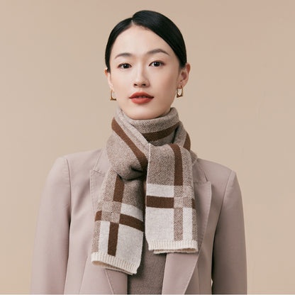 Wool Scarf Women – Lightweight and Warm Plaid Pattern - OESLO