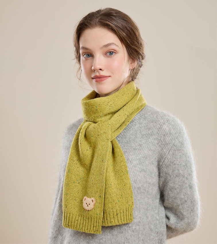 Knitted Scarf – With Cute Bear Patch - OESLO
