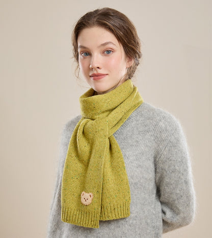 Knitted Scarf – With Cute Bear Patch - OESLO