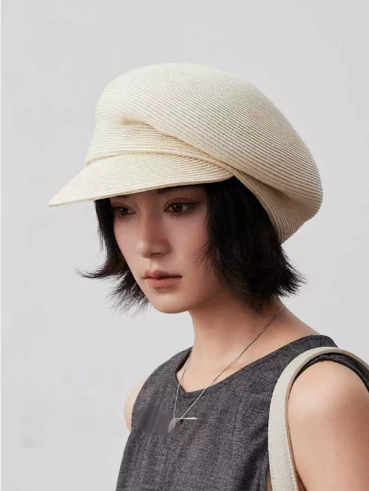 Paper Straw Beret Hat – Lightweight Summer Cap for Women - AOA Fashion Accessories
