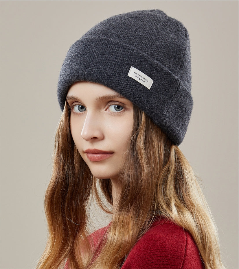 100% WOOL THICKENED KNITTED HAT - AOA Fashion Accessories