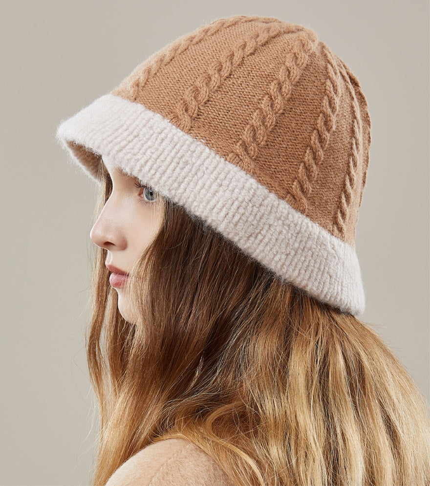 Knit Bucket Hat – Wool Two-Tone Warm Winter Hat - OESLO