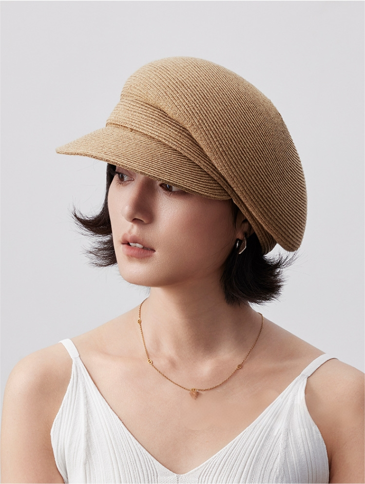 Paper Straw Beret Hat – Lightweight Summer Cap for Women - AOA Fashion Accessories