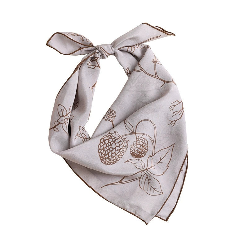 Botanical Print Silk Square Scarf - 65×65cm - AOA Fashion Accessories